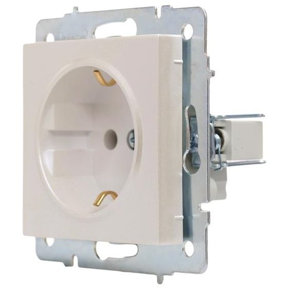 Розетка 1-м СП Vesna с заземл. ПБТ механизм жемчуж./бел. перламутр LEZARD 742-3088-122B