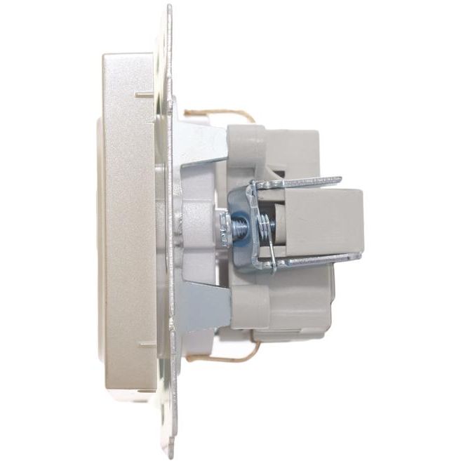 Розетка 1-м СП Vesna с заземл. ПБТ механизм жемчуж./бел. перламутр LEZARD 742-3088-122B