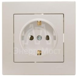 Розетка 1-м СП Vesna с заземл. ПБТ механизм жемчуж./бел. перламутр LEZARD 742-3088-122B