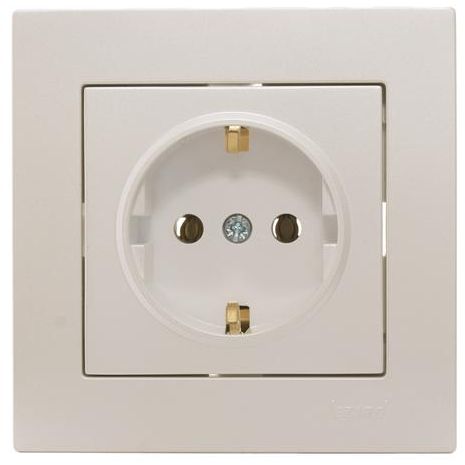 Розетка 1-м СП Vesna с заземл. ПБТ механизм жемчуж./бел. перламутр LEZARD 742-3088-122B