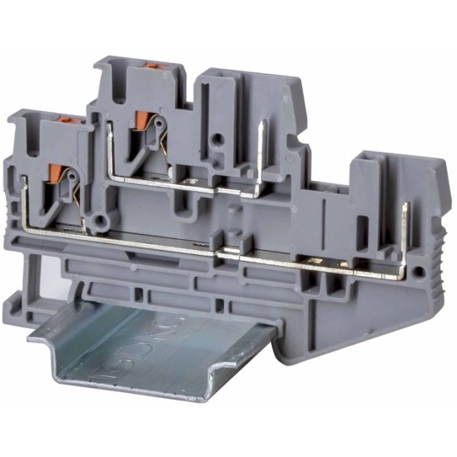 Клемма двухуровневая проходная под вставной штекер зажим push-in; 4 точки подключения; 2.5кв.мм сер. DKC VPRTT-2.5-2P