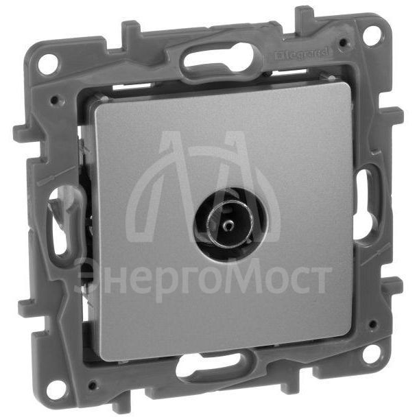 Розетка телевизионная TV СП Etika 2дБ 0-2400МГц с топологией &amp;quot;звезда&amp;quot; механизм алюм. Leg 672451