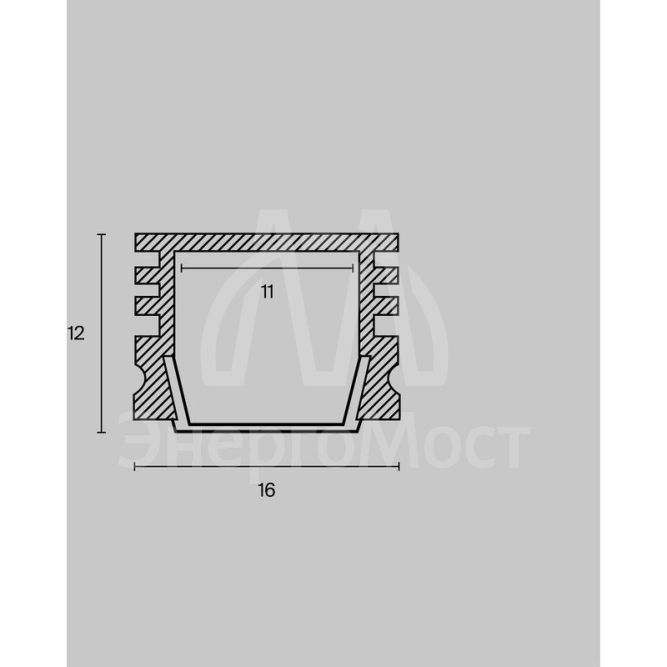 Профиль алюминиевый накладной 16х12 Maytoni ALM005S-2M