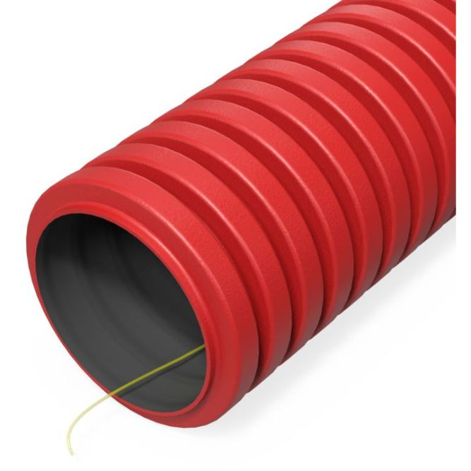 Труба гофрированная двустенная ПНД гибкая d40мм с протяжкой SN29 450 красн. (уп.50м) Промрукав PR15.0253
