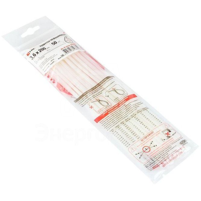 Хомут P6.6 3.6х200 FlexLock стандартный бел. (уп.100шт) PROxima EKF plc-fl-ctsw-3.6x200