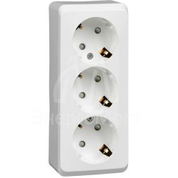 Розетка 3-м ОП Этюд 16А 250В защ. шторки с заземл. бел. SchE PA16-012B