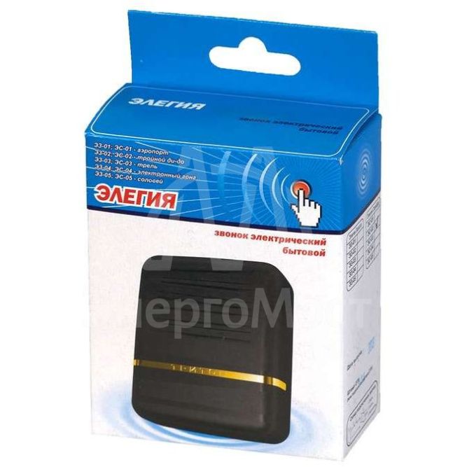 Звонок проводной Элегия соловей 220В 80-90дБА черн./зол. Тритон ЭЗ-05