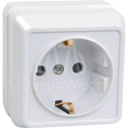 Розетка 1-м ОП Октава 16А РС20-3-ОБ с заземл. IP20 бел. IEK ERO11-K01-16-DC