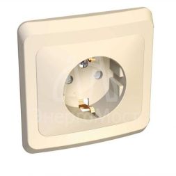 Розетка 1-м СП Этюд 16А защ. шторки с заземл. крем. SchE PC16-004K