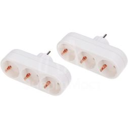 Разветвитель 3-м с заземл. 16А IP20 линейный бел. (уп.2шт) Rexant 11-1079-2