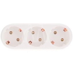 Разветвитель 3-м с заземл. 16А IP20 линейный бел. (уп.2шт) Rexant 11-1079-2