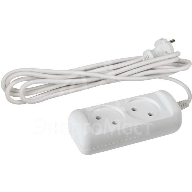 Удлинитель UX(6)-2-5m 2х5м без зазeмл. ПВС 2х0.75 ЭРА Б0028348