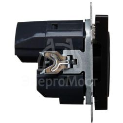 Розетка BRITE РЮш10-1-БрЧ 16А с USB A+A 2.1А с заземл. защ. шторки черн. IEK BR-R14-16-U21-D21-K02