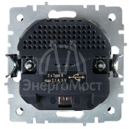 Розетка BRITE РЮш10-1-БрЧ 16А с USB A+A 2.1А с заземл. защ. шторки черн. IEK BR-R14-16-U21-D21-K02