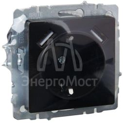 Розетка BRITE РЮш10-1-БрЧ 16А с USB A+A 2.1А с заземл. защ. шторки черн. IEK BR-R14-16-U21-D21-K02