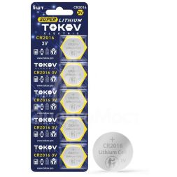 Элемент питания литиевый CR2016 таблетка (блистер 5шт) TOKOV ELECTRIC TKE-LI-CR2016/B5