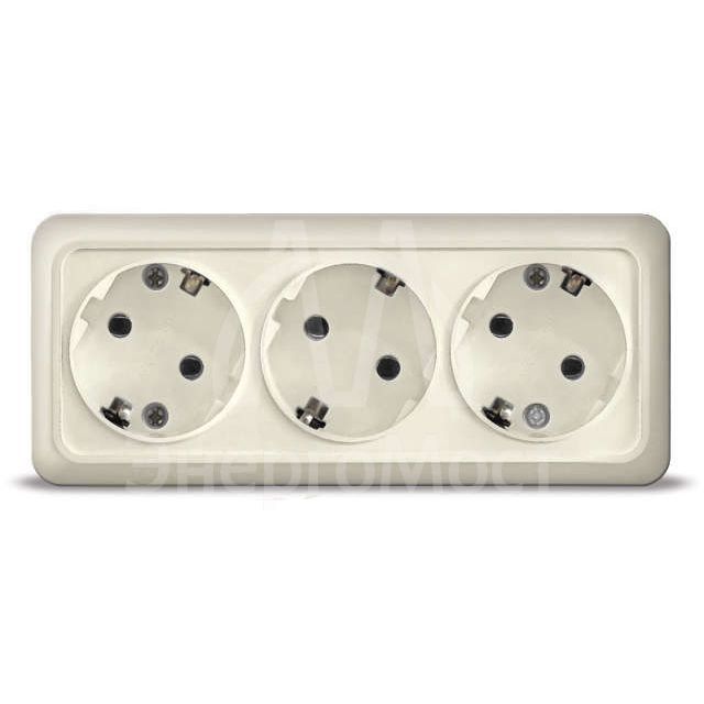 Розетка 3-м ОП Олимп с заземл. сл. кость UNIVersal 1167