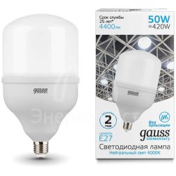 Лампа светодиодная Elementary T140 E27 50Вт 4400лм 180-240В 4000К Gauss 63225