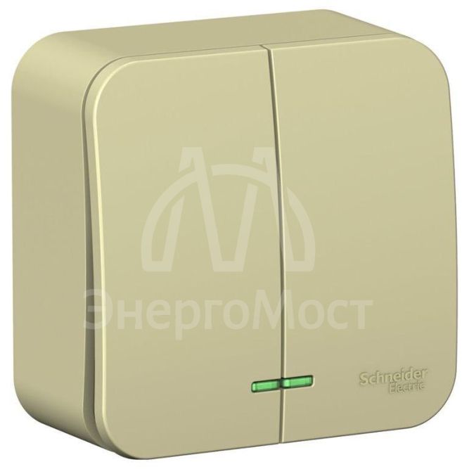 Выключатель 2-кл. ОП Blanca 10А IP20 (сх. 5) 250В с подсветкой с изолир. пластиной беж. SchE BLNVA105117