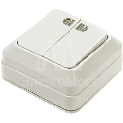 Выключатель 2-кл. ОП Bolleto 10А IP20 7123 накладной с подсветкой бел. ASD / IN HOME 4680005959778