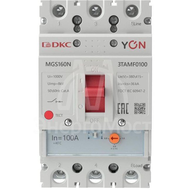 Выключатель автоматический MGS160 3P 80-100A 36kA YON MGS160N-3TAMF0100