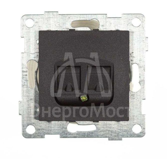 Розетка компьютерная 2-м СП Bravo RJ45 механизм графит GUSI С10К2-010