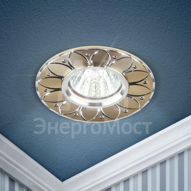 Светильник KL42 SL/GD 1х50Вт GU5.3 IP20 MR16 12В/220В d95мм точечный литой поворот. алюм. серебр./зол. ЭРА Б0003848