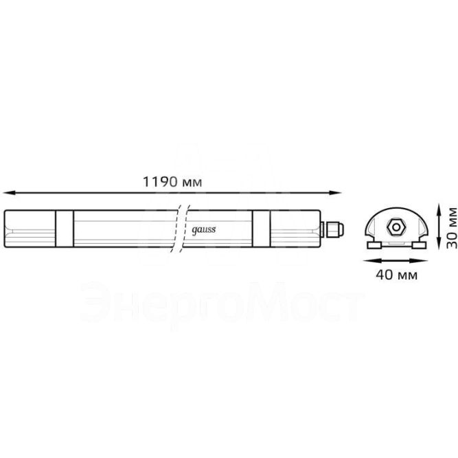 Светильник светодиодный ДСП 36Вт 6500К IP65 линейный мат. (аналог ЛСП 2х36Вт) Gauss 143425336