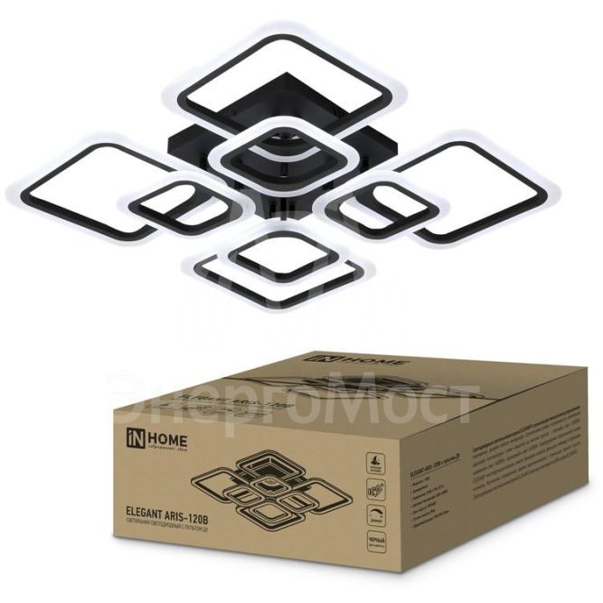 Светильник светодиодный ELEGANT ARIS-120В 120Вт 230В 3000-4000-6500К 8400лм 590х590х130мм с пультом ДУ IN HOME 4690612035437