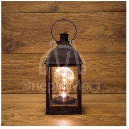 Фонарь декоративный со свечкой бронзовый корпус 10.5х10.5х22.5см тепл. бел. Neon-Night 513-053