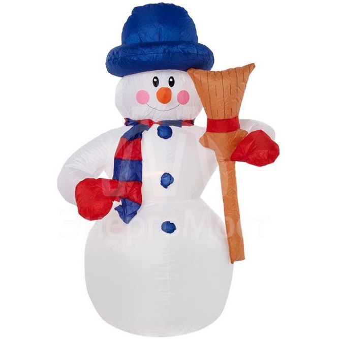 Фигура &amp;quot;Снеговик с метлой&amp;quot; 3D надувная 180см внутр. подсв. 15Вт 12В IP65 (с блоком питания и компрес.) NEON-NIGHT 511-122