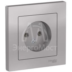 Розетка 1-м СП AtlasDesign 16А IP20 без заземл. в сборе алюм. SchE ATN000340