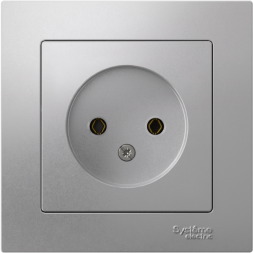 Розетка 1-м СП AtlasDesign 16А IP20 без заземл. в сборе алюм. SchE ATN000340