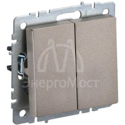 Выключатель проходной 2-кл. СП BRITE ВС10-2-6-БрШ 10А шампань IEK BR-V22-0-10-K37