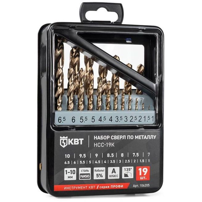 Набор сверл по металлу НСС-19К ПРОФИ КВТ 106205