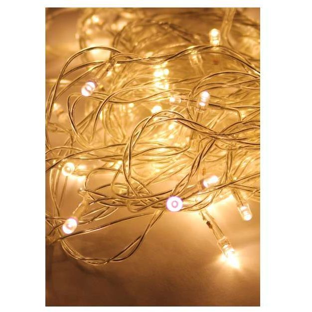 Гирлянда светодиодная 100LED бел. прозр. провод 10.8м 8 режимов мигания IP20 тепл. бел. Космос KOC_GIR100LED_W