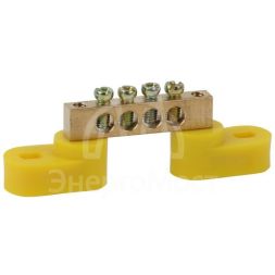 Шина PE &amp;quot;земля&amp;quot; на двух угловых изоляторах ШНИ-6х9-4-У2 желт. NO-222-107-1 ЭРА Б0044156