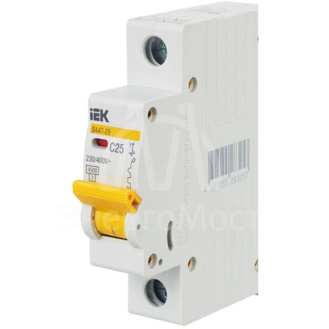 Выключатель автоматический модульный 1п C 25А 4.5кА ВА47-29 IEK MVA20-1-025-C
