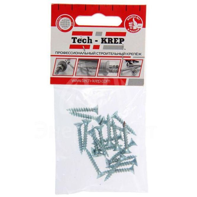 Шуруп универсальный 3.5х30 цинк. с потайной головкой (уп.20шт) пакет Tech-Krep 102419