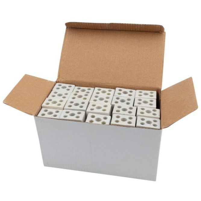 Клемма керамическая винтовая 10кв.мм 2 пары контактов с крепежным отверстием (уп.100шт) Rexant 07-6222