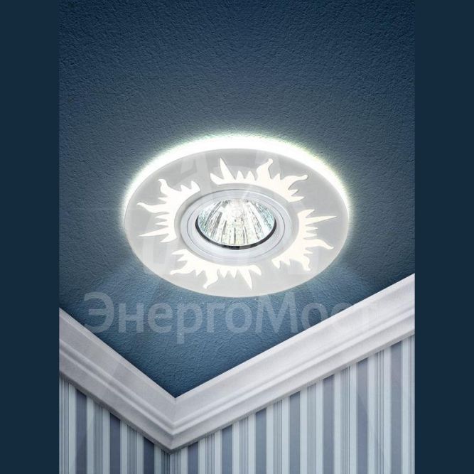 Светильник DK LD30 WH /1 MR16 220В max 11Вт декор. со светодиодной подсветкой бел. ЭРА Б0046910