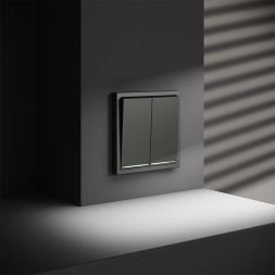 Выключатель 2-кл. СП S70 10А с подсветкой механизм титан Voltum VLS020206