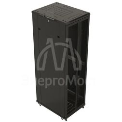 Шкаф TTB-4781-DD-RAL9004 напол. 19дюйм 47U 2277х800х1000мм передн. и задн. распашные перфор. двери (75%) ручка с замком крыша нового типа (RAL 9004) (разобранный) черн. Hyperline 392700