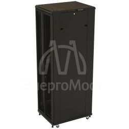 Шкаф TTB-4781-DD-RAL9004 напол. 19дюйм 47U 2277х800х1000мм передн. и задн. распашные перфор. двери (75%) ручка с замком крыша нового типа (RAL 9004) (разобранный) черн. Hyperline 392700