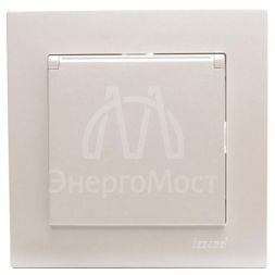 Розетка 1-м СП Vesna с заземл. с крышкой ПБТ механизм жемчуж./бел. перламутр LEZARD 742-3088-123B