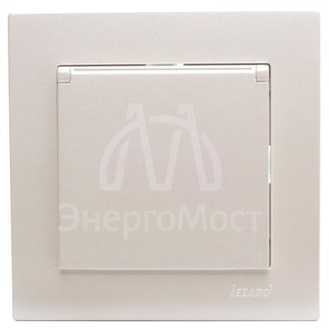 Розетка 1-м СП Vesna с заземл. с крышкой ПБТ механизм жемчуж./бел. перламутр LEZARD 742-3088-123B