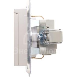 Розетка 1-м СП Vesna с заземл. с крышкой ПБТ механизм жемчуж./бел. перламутр LEZARD 742-3088-123B