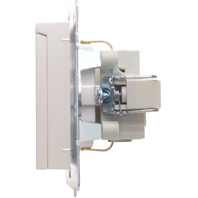 Розетка 1-м СП Vesna с заземл. с крышкой ПБТ механизм жемчуж./бел. перламутр LEZARD 742-3088-123B