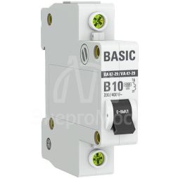 Выключатель автоматический модульный 1п B 10А 4.5кА ВА 47-29 Basic EKF mcb4729-1-10-B