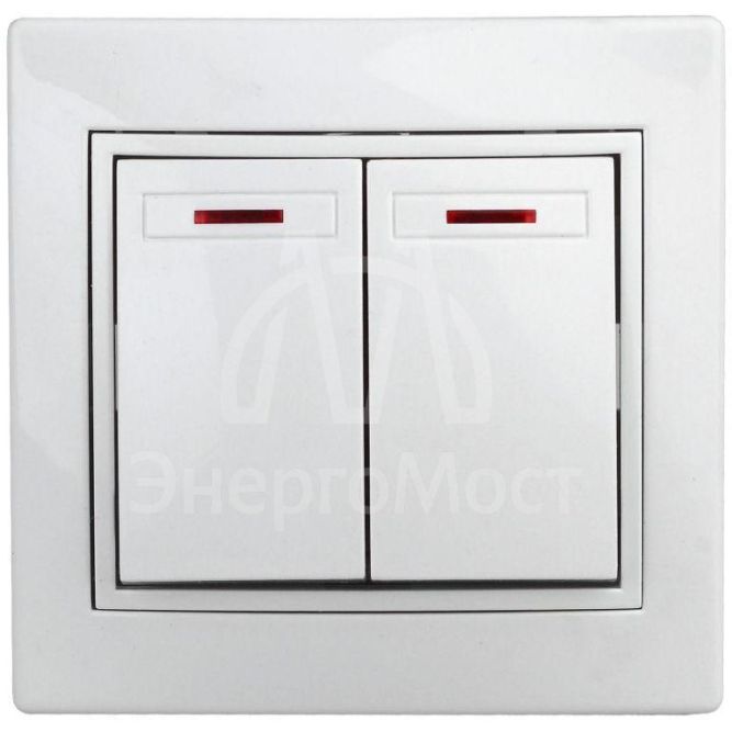 Выключатель 2-кл. СП Plano 10А IP20 1-105-01 250В с подсветкой бел. Intro Б0027603
